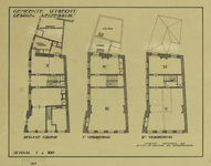 206835 Plattegronden van de begane grond, de eerste verdieping en de tweede verdieping van het huis Keyserrijk ...
